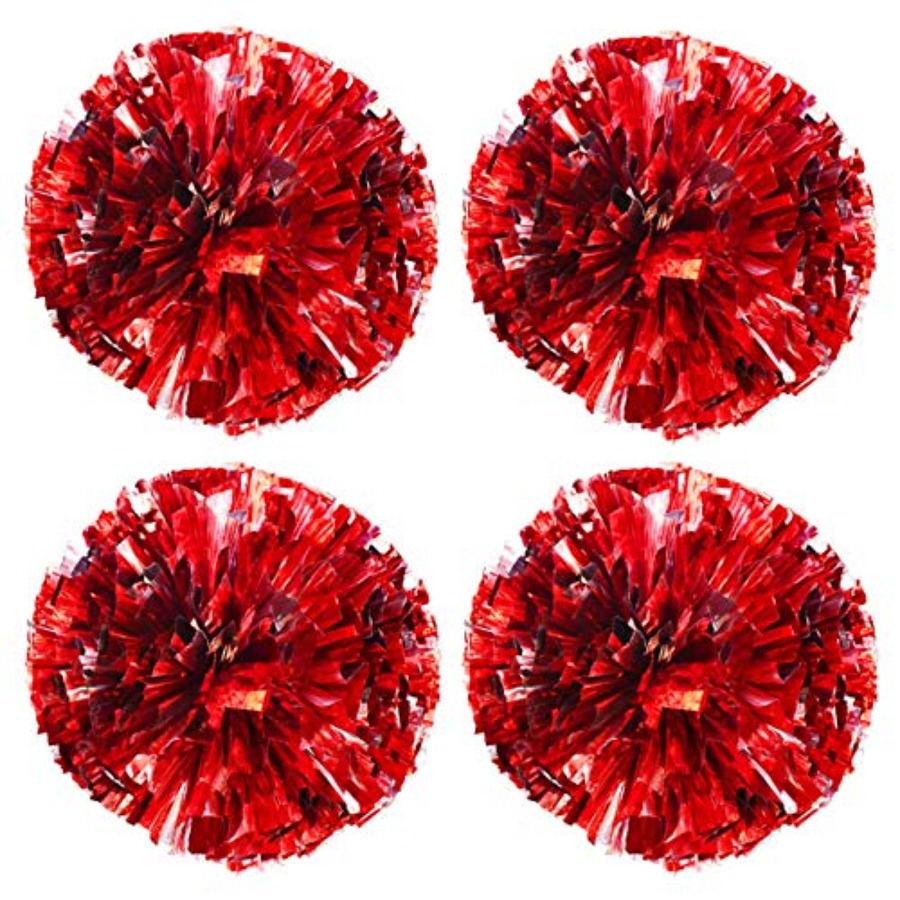 Cheerleading Pom Pom - 4 Pack 2 Pair Metallic Foil