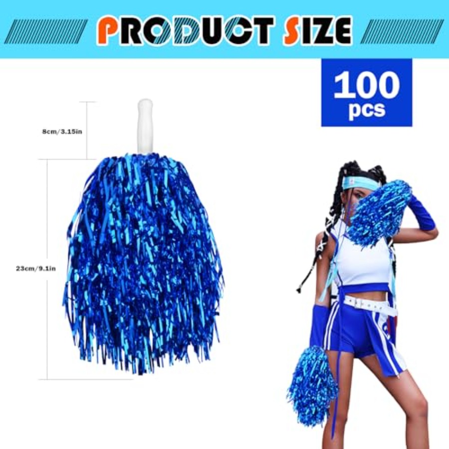 100pcs Blue Metallic Cheerlead - огляд і ціна Cheerleading Pom Pom