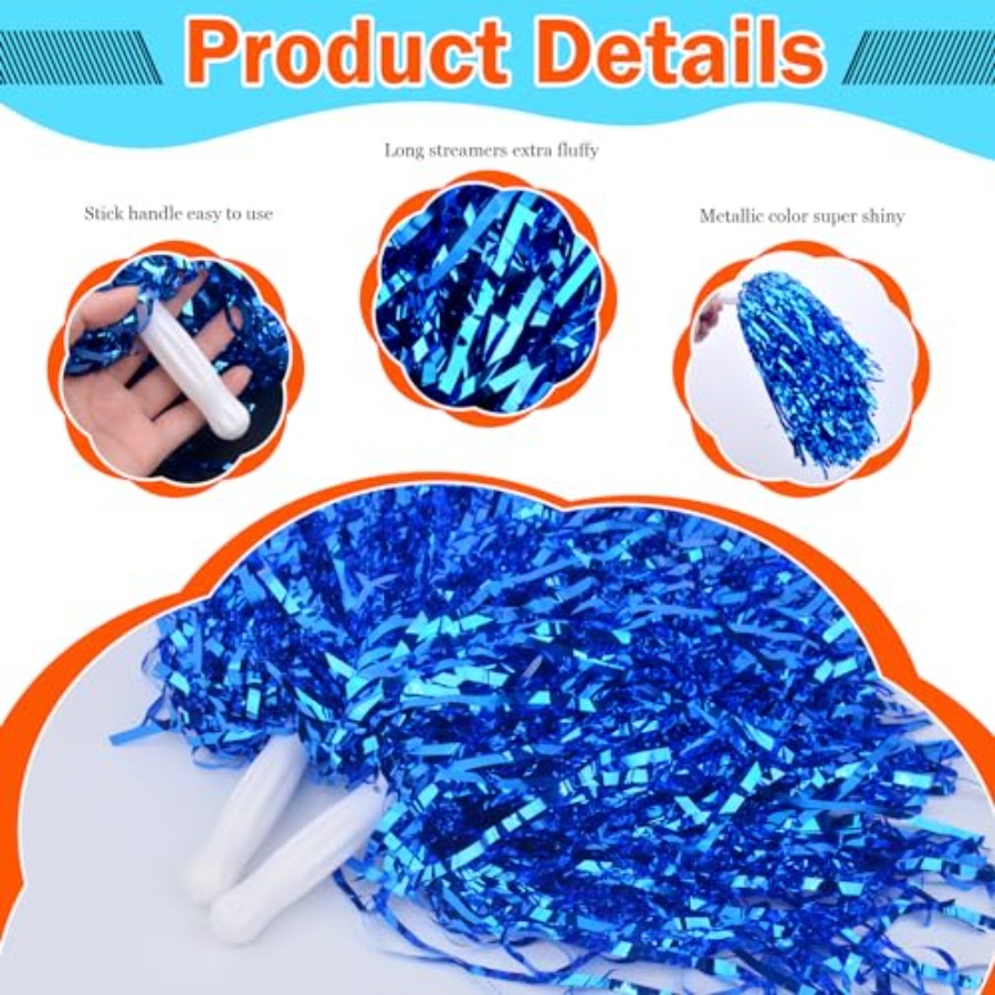 100pcs Blue Metallic Cheerlead - огляд і ціна Cheerleading Pom Pom