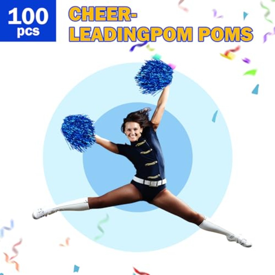 100pcs Blue Metallic Cheerlead - огляд і ціна Cheerleading Pom Pom